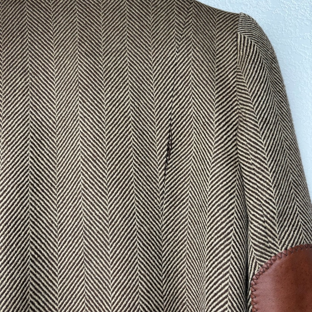 Bob Marley Wool Herringbone Blazer with Brown Leather Accents sz 4 - Picture 11 of 15